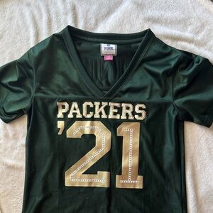 PINK Packers Green and Gold Jersey Top